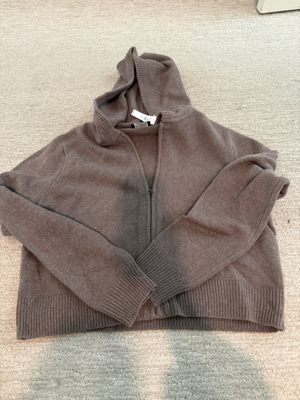 GAP Hooded Zip-Front Cardigan - Brown Large Petite Cozy Soft